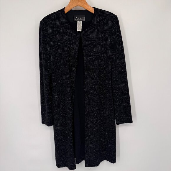 Alex Evenings Black Metallic sparkle  Long  Jacket Size 10  Womens Formal Wear - Picture 7 of 8